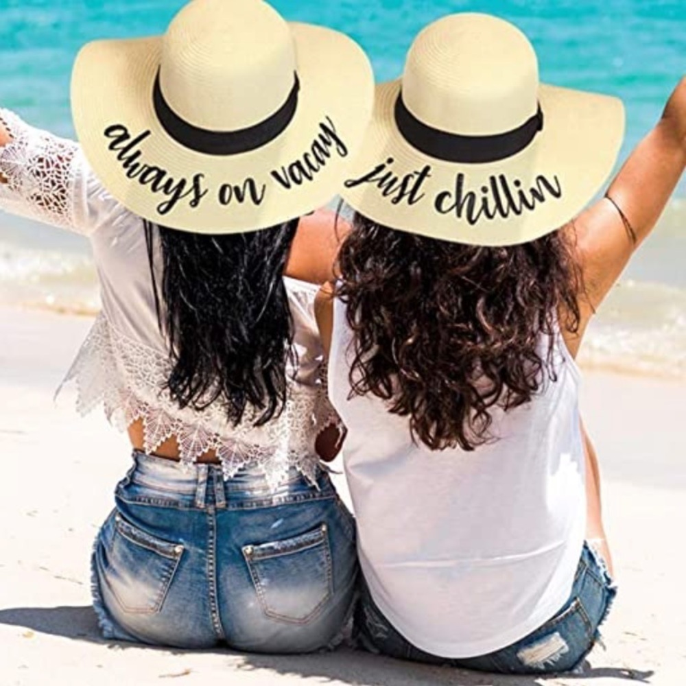 Brook + Bay Floppy Beach Sun Hat:“Always On Vacay”​​​​